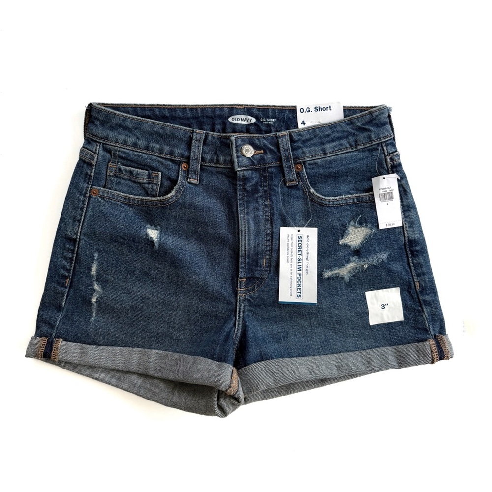 Old Navy | Women’s Demin High Rise Distressed OG Shorts - Size 4 (NWT)